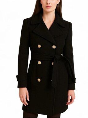 Albert‎ Nipon Black Wool Pea Coat​